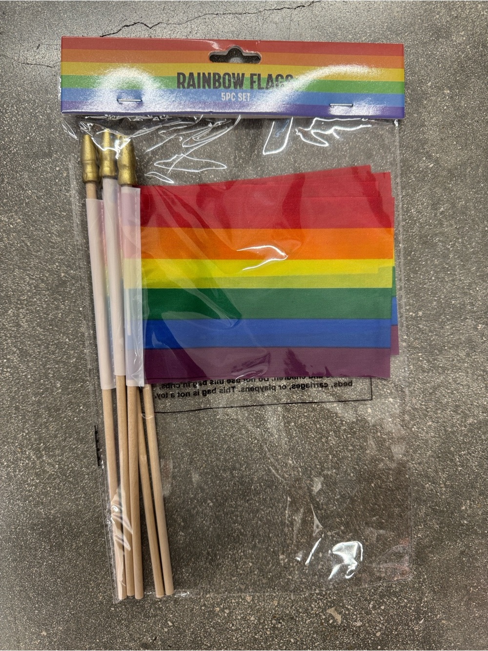 Rainbow Pride Mini Hand Flags - 5pc Set (Multicolor)